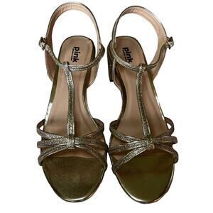 Paradox London PINK Collab “Sadie” GOLD Glitter Sandals 9.5 Glam Formal
